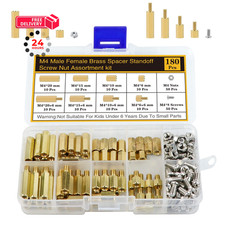 Csdtylh 180Pcs M4 Motherboard Standoffs Screws Nuts Kit, M4, Gold and Silver