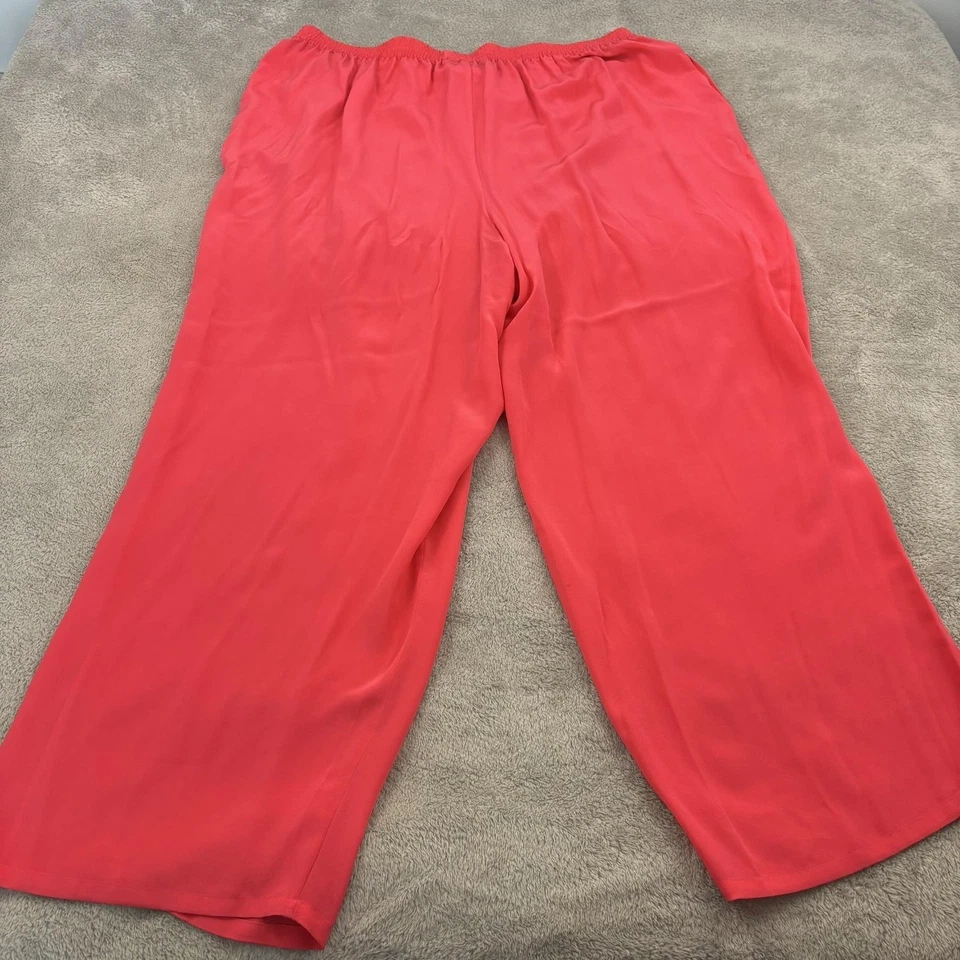 VTG Diane Gilman Silk Wide Leg Palazzo Pants Womens 3X Pink Elastic Waist Lagen - Image 2 of 4