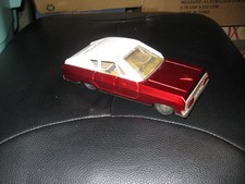 Vintage Tin Toy Metallic Red Body White Top Sedan Friction Car from China