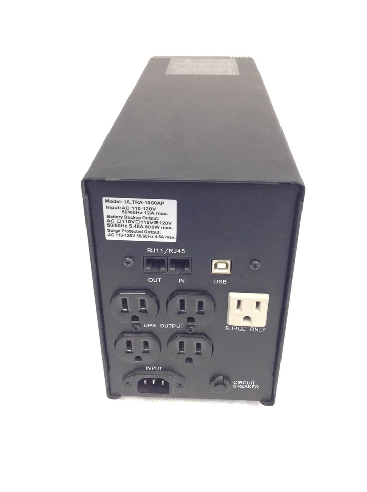 Ultra 1000AP 5-Outlet Power Protection Unit 1000VA, 120V, 50/60Hz, No Batteries - Image 4 of 4
