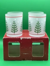 4 Vintage Double Old-Fashion Christmas Glasses NIB “THE CELLAR” & Christmas Book