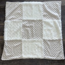 BLANKETS BEYOND Cream Off White Plush Baby Blanket Lovey Minky Dots Squares