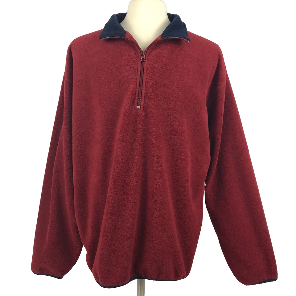 Camisa Pulôver de Lã Nautica Nautech!/4 Zíper Decote Simulado Vermelho Extra Grande Vintage Anos 90 - Imagem 3 de 4