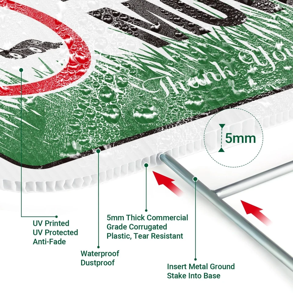 2PC Do Not Mow Sign with Stake, No Mow May Yard Sign for Lawn, 12"x9" Corruga... - Image 3 of 4