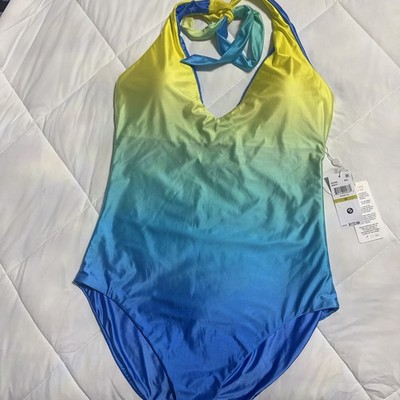Trina Turk One Piece Swimsuit Ombre Women s 14 Reversible NEW with tags  