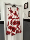 Ladies Bonmarche White And Red Floral Dress Size 18