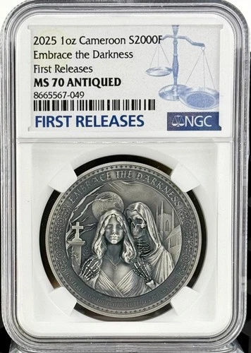 2025 Cameroon Embrace the Darkness UHR 1 oz Silver Coin - NGC MS 70 FR