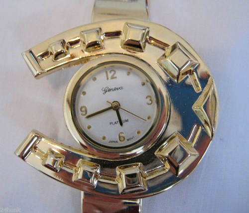NEW Ladies GENEVA Horseshoe Bracelet Watch, Gold - Picture 2 of 4