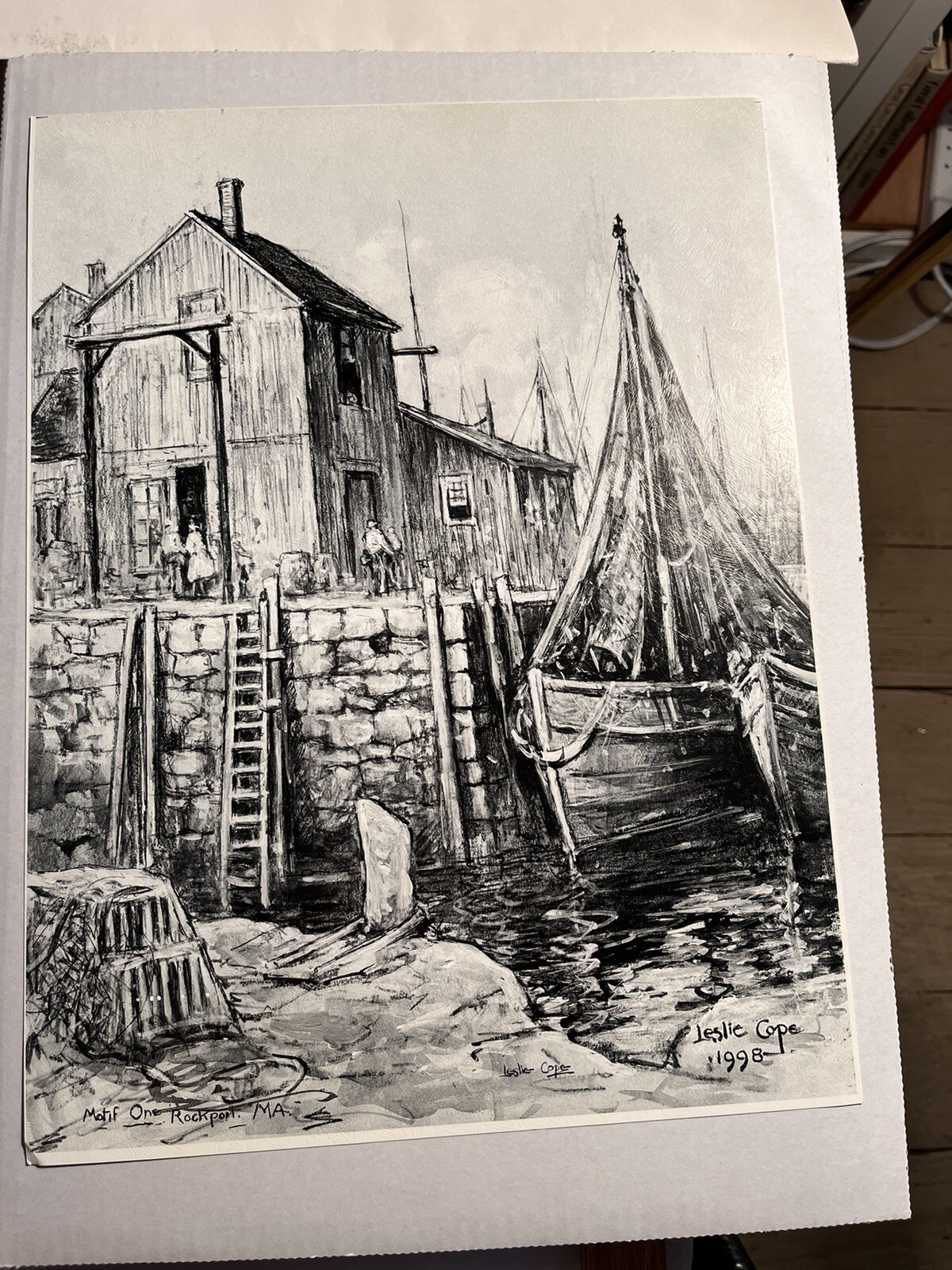 Leslie Cope Etching Print Signed Motif Of Rockport, MA 1998 16 X 12 ...