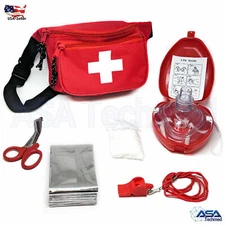 Lifeguard Fanny Pack First Aid Water Rescue kit Pocket CPR Mask Safety Whistle