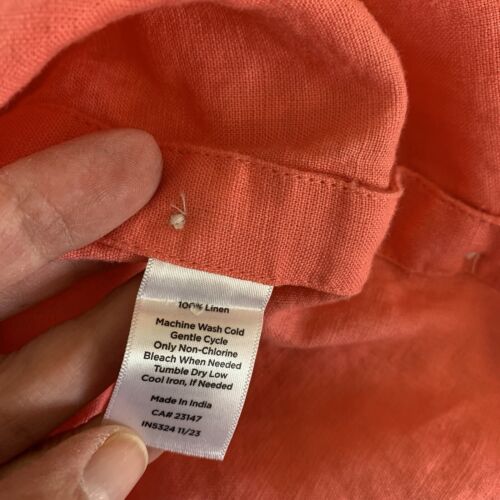 Talbots Top Damen M 100% Leinen Rosa V-Ausschnitt Rollriegel Langarm Strand Kreuzfahrt - Bild 13 von 13