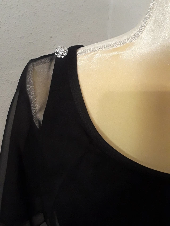 Vestido formal de noche vintage SEARS negro con detalles de joyas S/M años 70 años 80 Foto 4 de 4