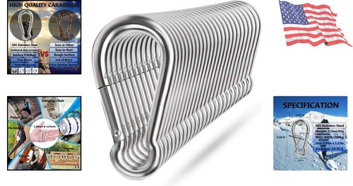 Spring Snap Hooks 304 Stainless Steel Heavy Duty Clip for Camping Gear – 24 Pack - Picture 2 of 9