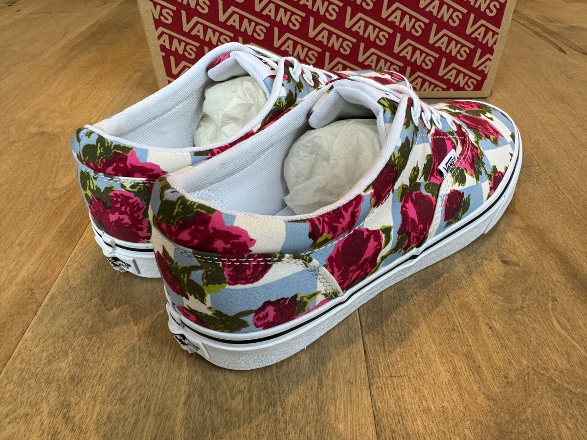 Vans Doheny Checkered Rose Floral Print Lace Up Low Top Sneakers - Main Image