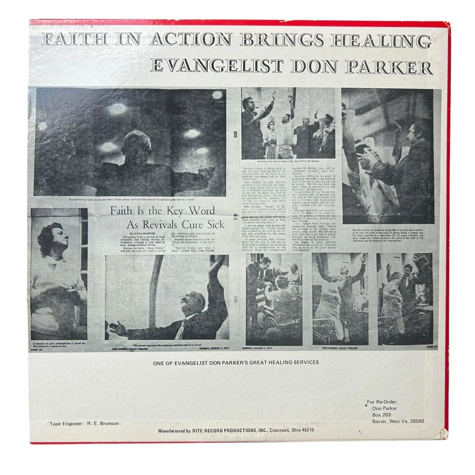 Evangelist Don Parker - Faith In Action Brings Healing - VINYL RECORD LP Rare! - Image 2 of 4