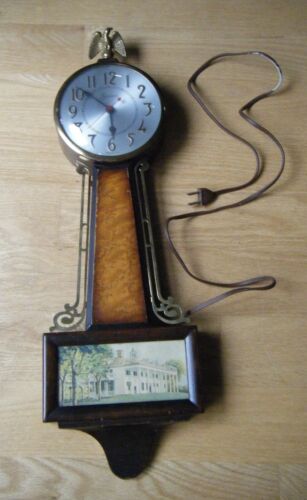 Vintage Sessions Banjo Clock Mount Vernon w Eagle, Working - Picture 1 of 12