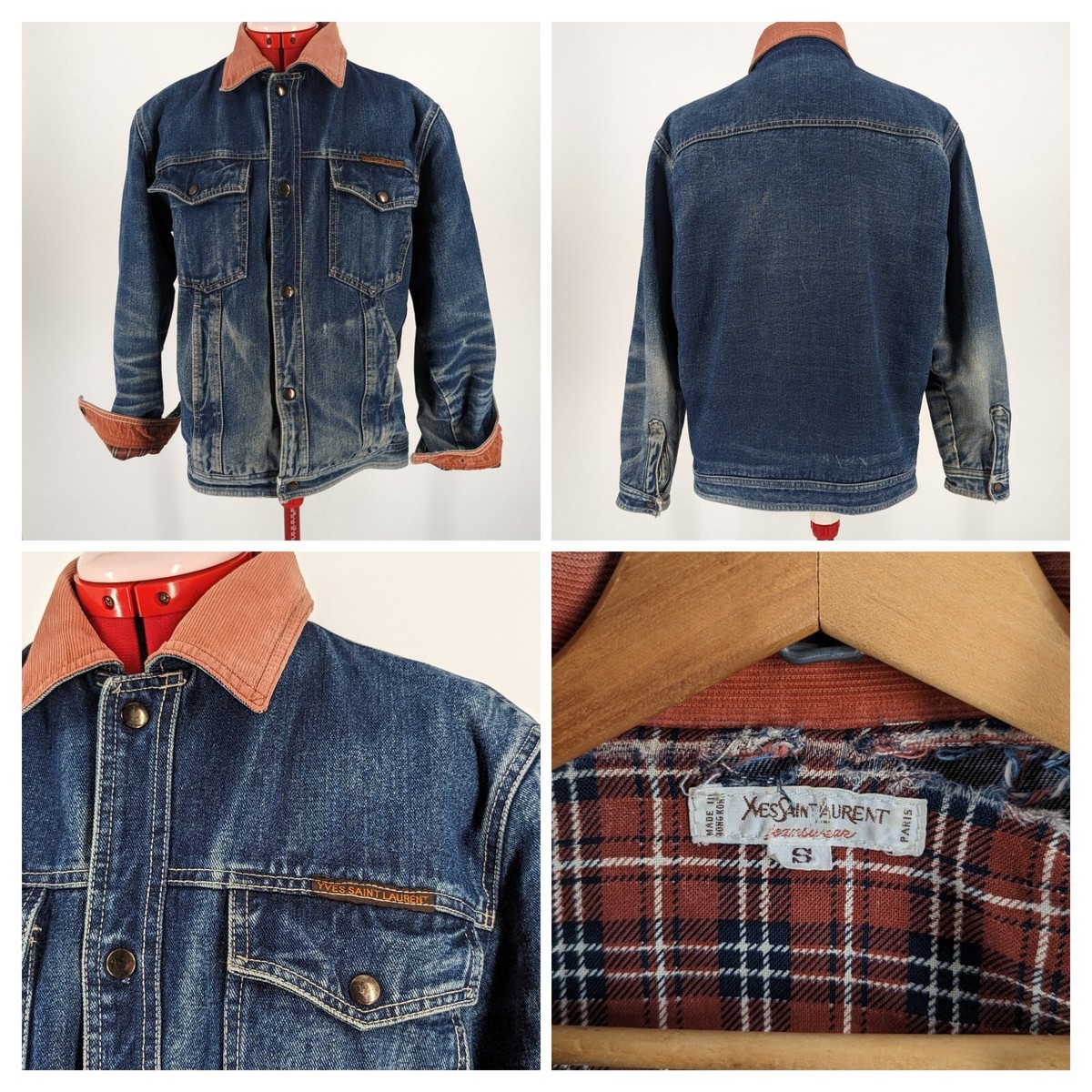 Yves Saint Laurent Vtg 80s Flannel Lined Corduroy Denim Yves Saint Laurent Vtg 80s Flannel Lined Corduroy Denim