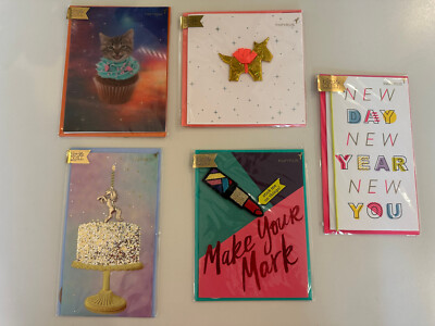 5 Papyrus Bird & Quill 3D Birthday Cards Glitter Cake Cat Make Your Mark New Day