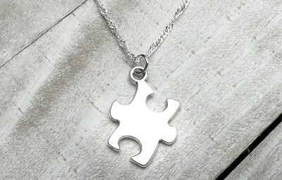 925 sterling silver Autism Awareness Necklace 16” Puzzle Piece Pendant ...