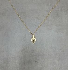 Authentic Hamsa Palm GOLD Plated Necklace Hand Fatma Eye Fertility Fortune Protection