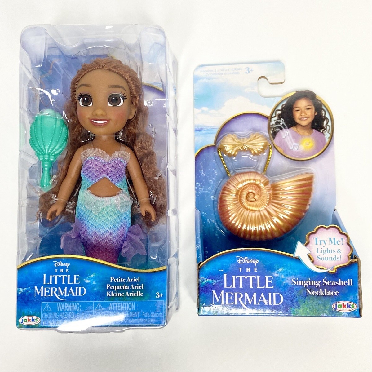 Disney Little Mermaid 6” Ariel Doll + Light Up Singing Seashell