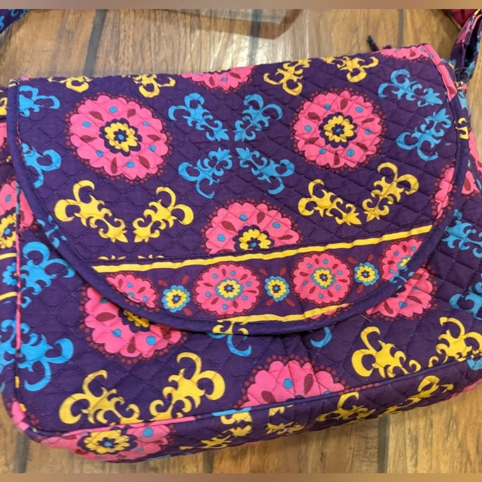 Stephanie Dawn Floral Acolchado Bolso de Mano Monedero Púrpura Rosa Estampado Suave 12x14 pulgadas Foto 2 de 4