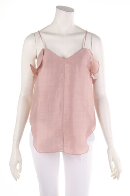 SUPER BLOND Top Linen Volants Frills 40 = D 34 nude pink NEW