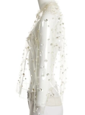 New Chanel 2018 Clear Pearl Jacket 34 36 38 2 4 6 Coat Top