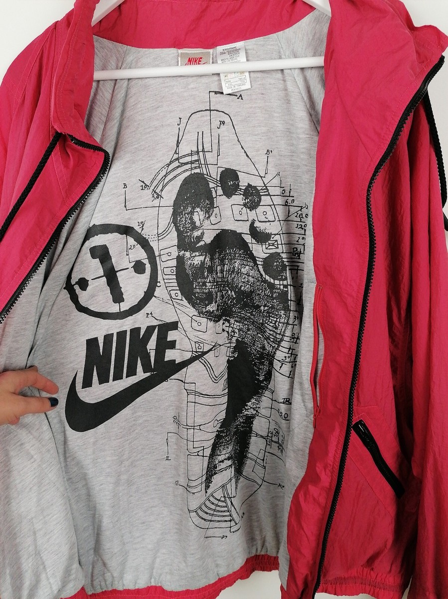 NIKE Vintage 90's grey Tag Unisex Pink Shell Track Jacket