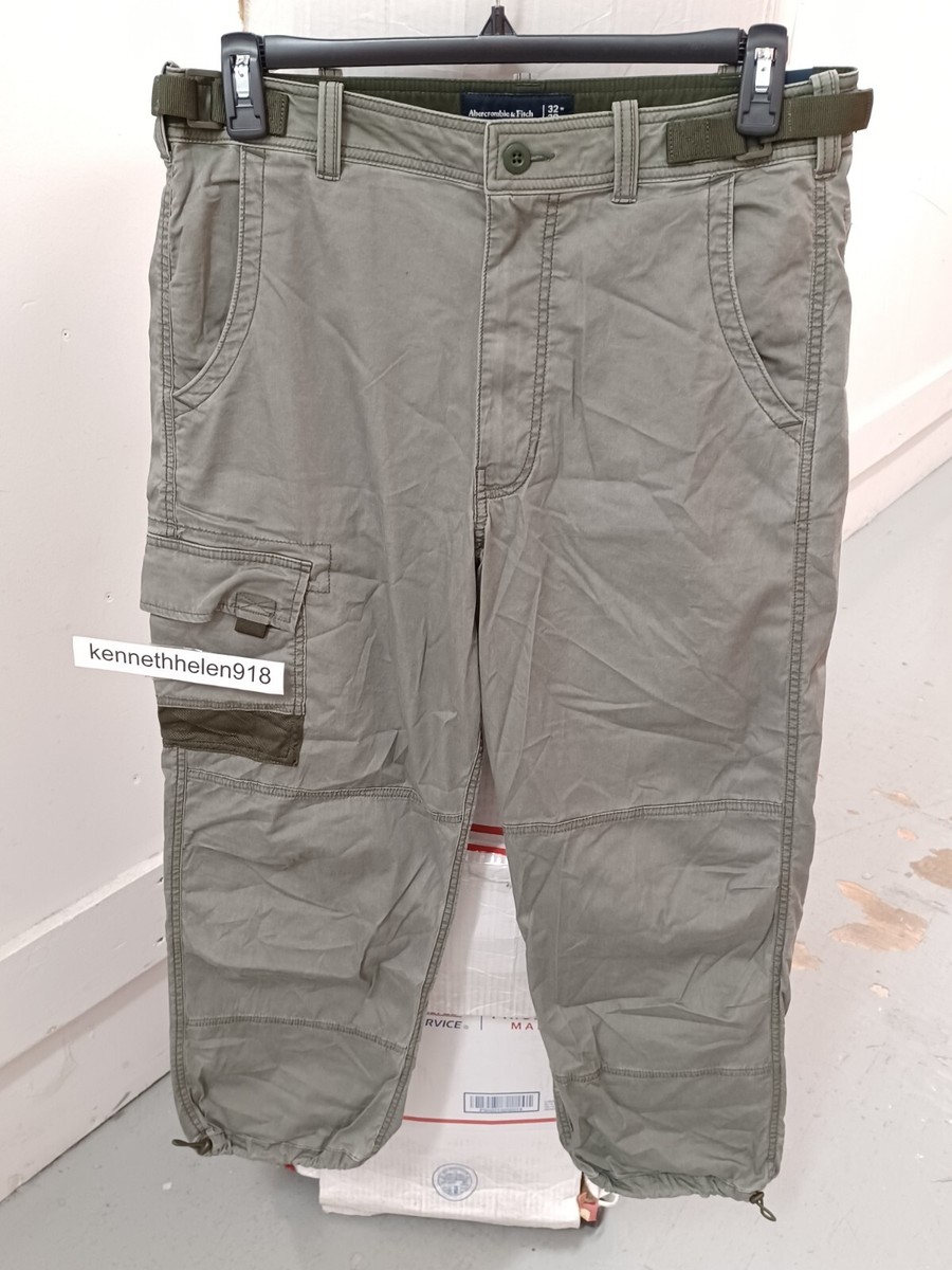 ABERCROMBIE & FITCH A&F ALL DAY BAGGY UTILITY PANTS OLIVE