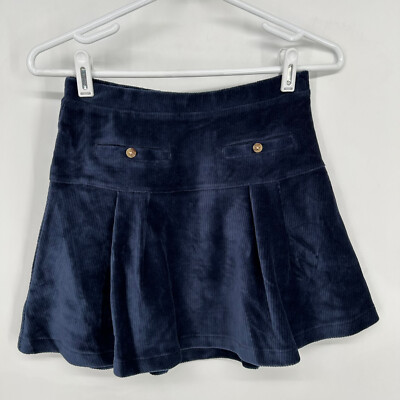 J Crew Crewcuts Skirt Girls XL 12-13 Blue Corduroy Drop Waist Mini