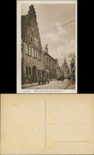 Ansichtskarte Güstrow Mühlenstraße, belebt 1917 - Afbeelding 1 van 3