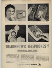 1959 Bell Telephone System Vintage Print Ad Tomorrow's Telephones 4 Phone Pics