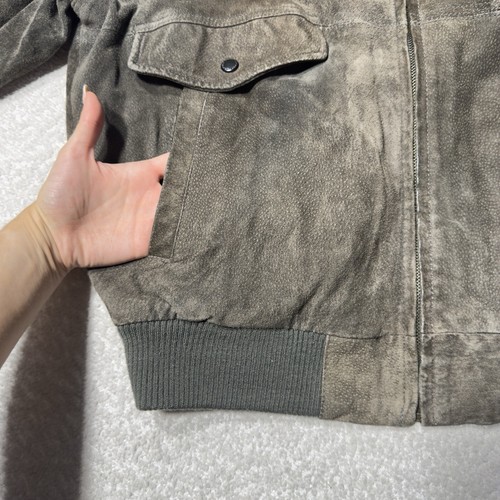 Members Only Mens Bomber Jacket Leather Suede Flannel Lined FullZip 80s Brown 42 - Picture 5 of 15