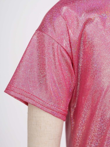 Girls Top Sparkly Metallic Shiny Loose T-Shirts for Dance Performance Costume - Picture 34 of 82