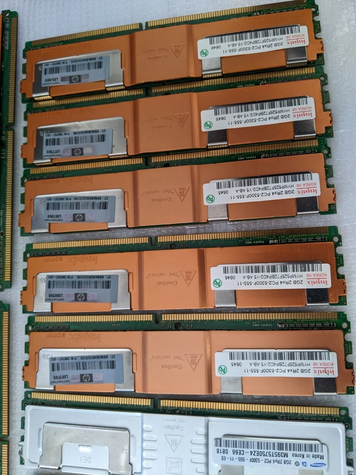 Lote de 22 GB de (11) X 2 GB Hynix 2RX4 PC2-5300F-555-11 ~ DDR2 RAM de servidor y 6 piezas Foto 3 de 4
