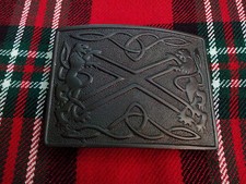 TC New Lion Rampant Kilt Belt Buckle/kilt belt Buckles lion rampant Jet Black