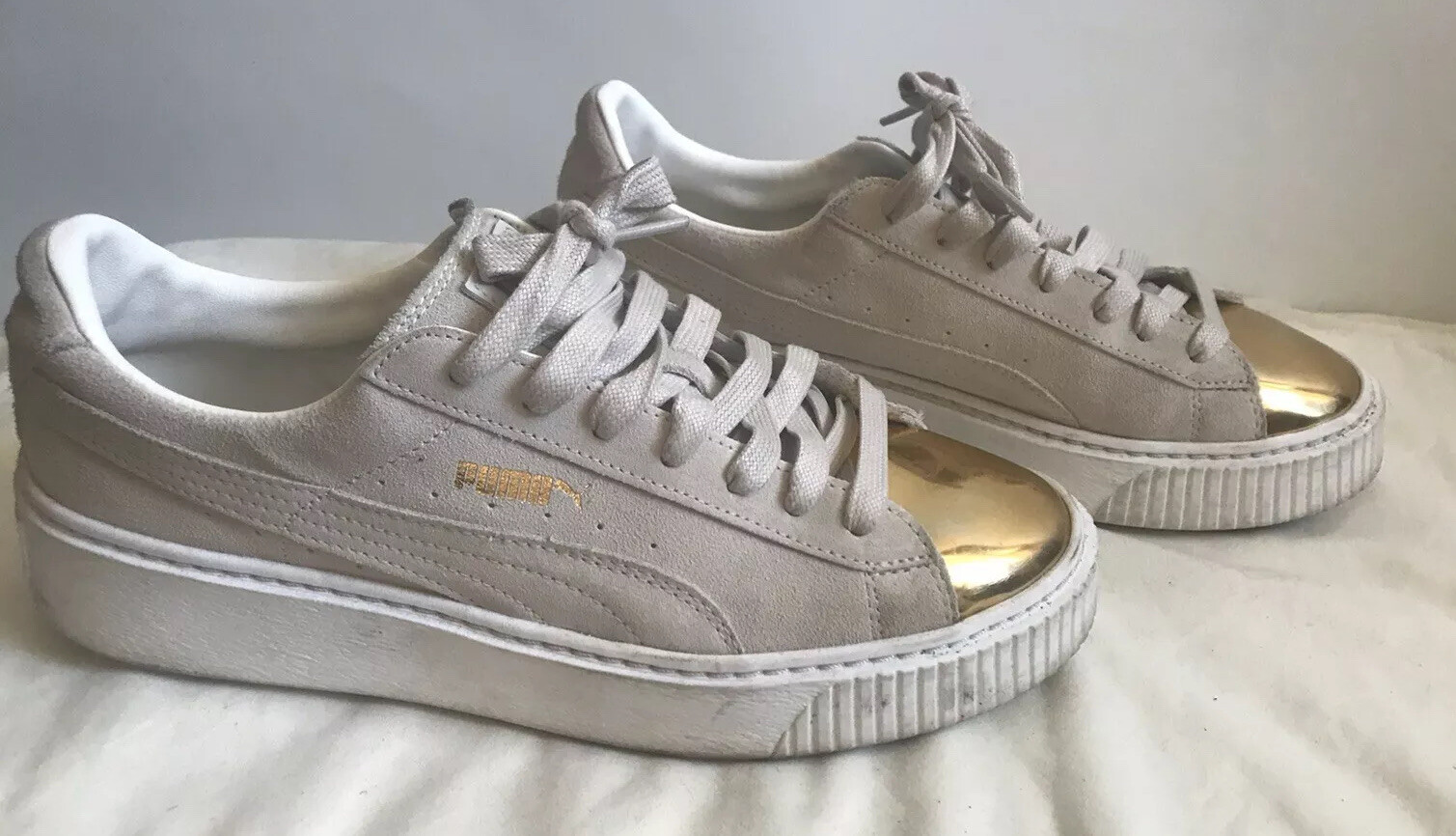 puma suede platform gold