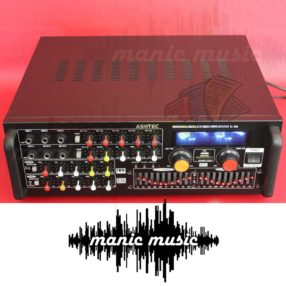 1200W Bluetooth Powered Mixer Amplifier 10 Channel Guitar Karaoke DJ - Image 2 of 3