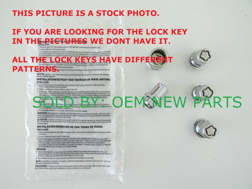 Genuine 2001-2022 Toyota Prius & Prius C V Chrome 4 Wheel Locks with Key Foto 2 de 4
