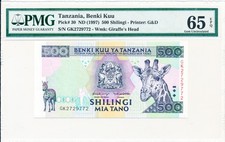 Benki Kuu Tanzania 500 Shilingi ND(1997) S/No 272x772 PMG  65EPQ