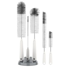 5 Pack Bottle Brush Cleaning Set with Storage Holder - Durable, Easy Clean, Whit