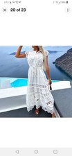 Womens Lace Short Sleeve Hollow Out Long Dress Summer Holiday Beach Sundress