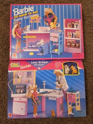 Lot Of 2 Barbie Love 'N Care Vet Center & So Much To Do Pretty Pet Parlor SEALED