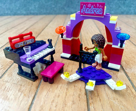 Three Lego Friends: Rehearsal Stage 41004, Andrea's Stage 3932, Red Carpet 30205