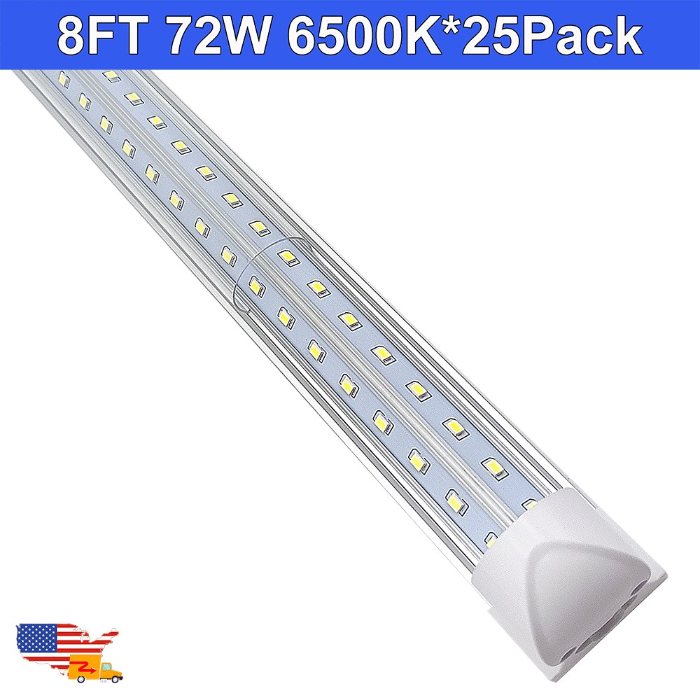 華技達 LED TUBE 8W 6500K 昼光色 25本セット 25 Pack T8 Integrated 8Ft Led Tube Light Bulbs V Shaped 72W 6500K
