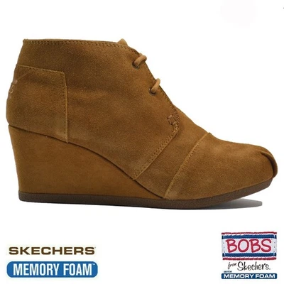 BOBS BY SKECHERS LADIES SKECHERS LEATHER MEMORY FOAM WARM BIKER WINTER ANKLE BOOTS SHOES SIZE