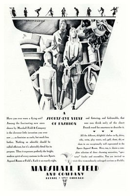 Vintage Fashion   Marshall Field's Ad Poster - 24x36  - Mid-century Modern  