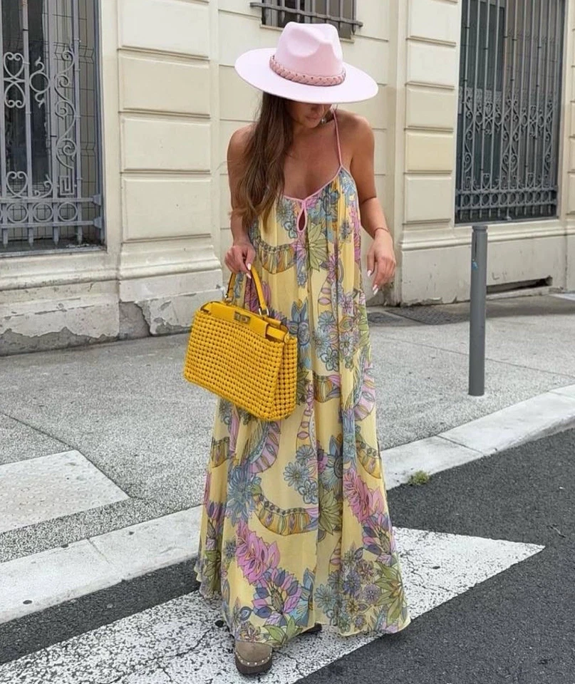 Zara ZW Collection langes Maxikleid mit Blumenmuster Gr. XS REF:3193/123 Blogger - Bild 2 von 4