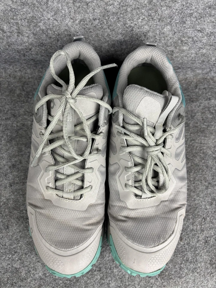 Oboz Trail Hiking Running Shoes Womens Size 10 Gray Teal Low Top Lace Up Grip - Image 3 of 4